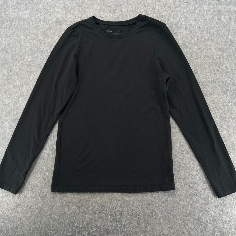 Pact Organic Cotton Crewneck Long Sleeve Tee Black L
