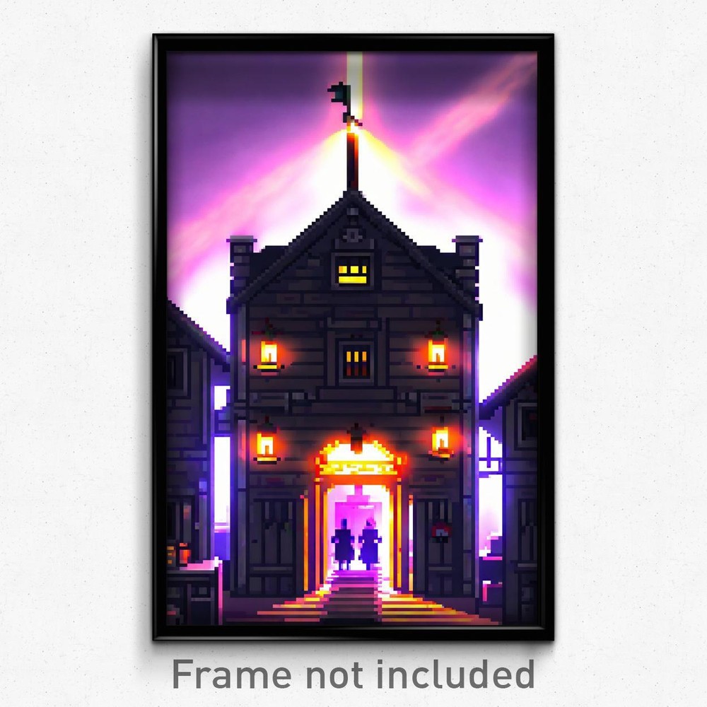 Pixel Art Poster - Black Inn (8 Bit Psychedelic Trippy Weird Video Game Print)