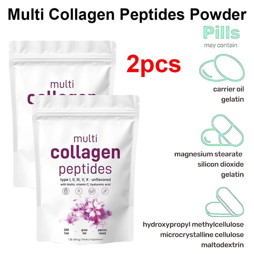 2 BAG (Type I,II,III,V,X) Multi Collagen Peptides Powder-Hydrolyzed Protein 2024