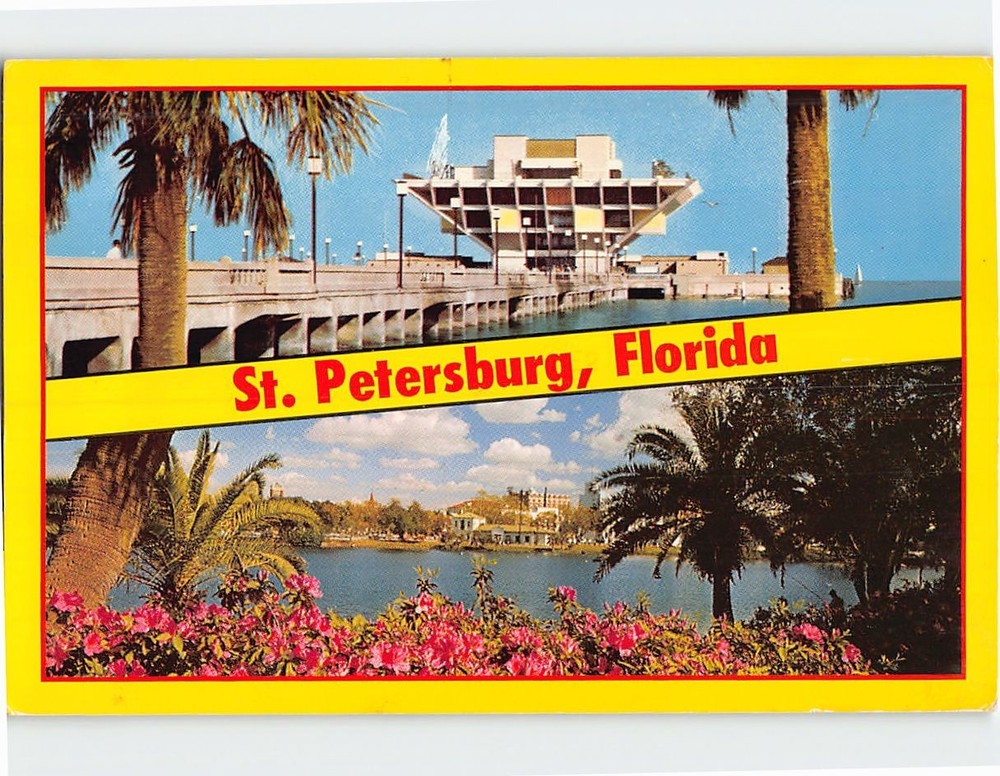 Postcard Municipal Pier & Mirror Lake St. Petersburg Florida USA