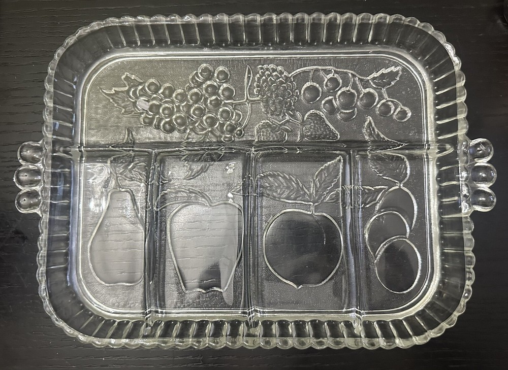 Vintage Indiana Glass 5-Part Relish Dish Tray Fruit Platter Grandma Cottagecore
