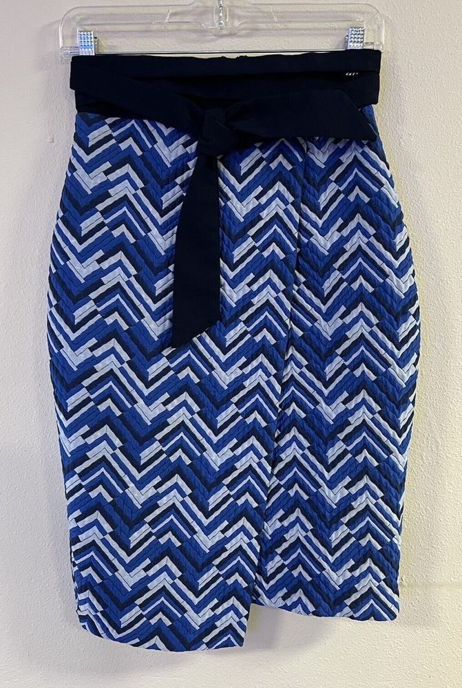 Closet London Women's 4 SMALL Blue Quilted Pencil Skirt