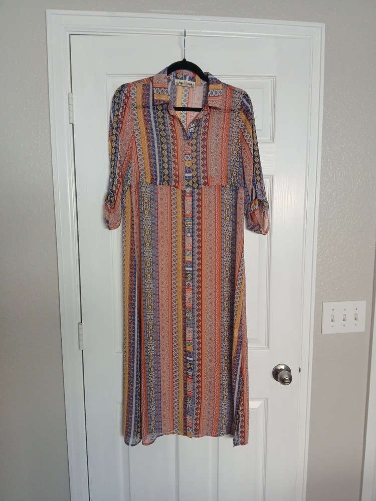 Hope Springs Sheer Duster S Duster Maxi Floral Metallic Boho Festival Fairy
