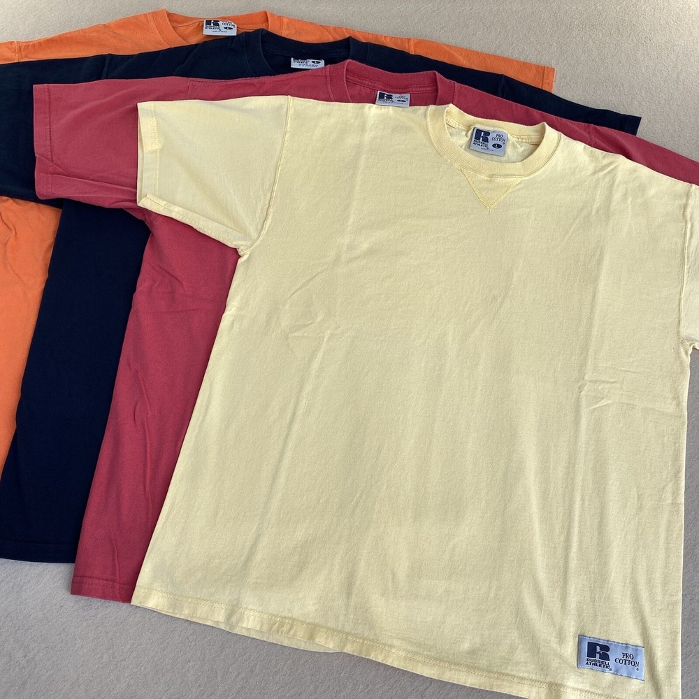 Russell Pro T Shirt Men's LARGE Vintage Y2K Blank Short Sleeve [CHOOSE COLOR]
