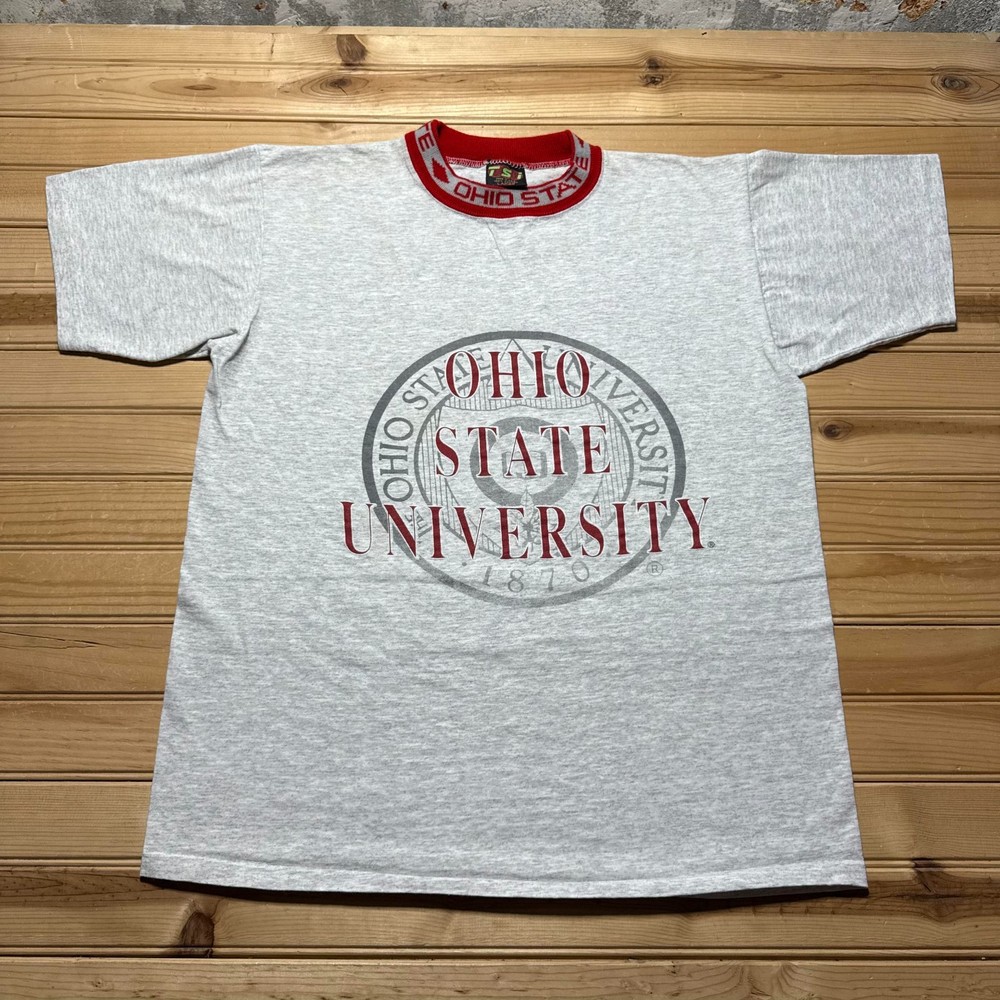 Vintage 90s Ohio State University OSU Graphic Heather T-Shirt USA Made - Large