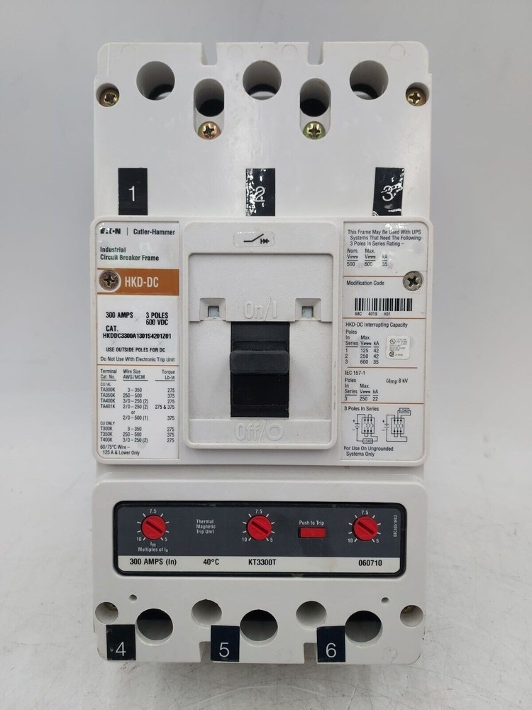 EATON CH HKDDC3300 Circuit Breaker 300A 3P 600V 300 Amp 3 POLES BOLT ON Used