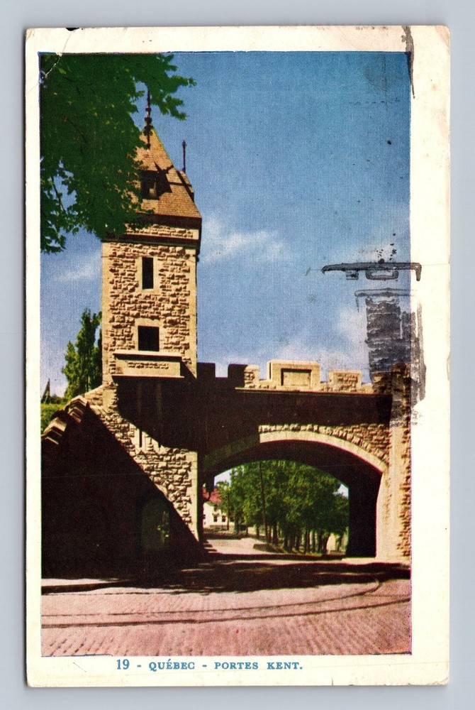 Vintage Québec Portes Kent Stone Gate Postcard 1949 Canada