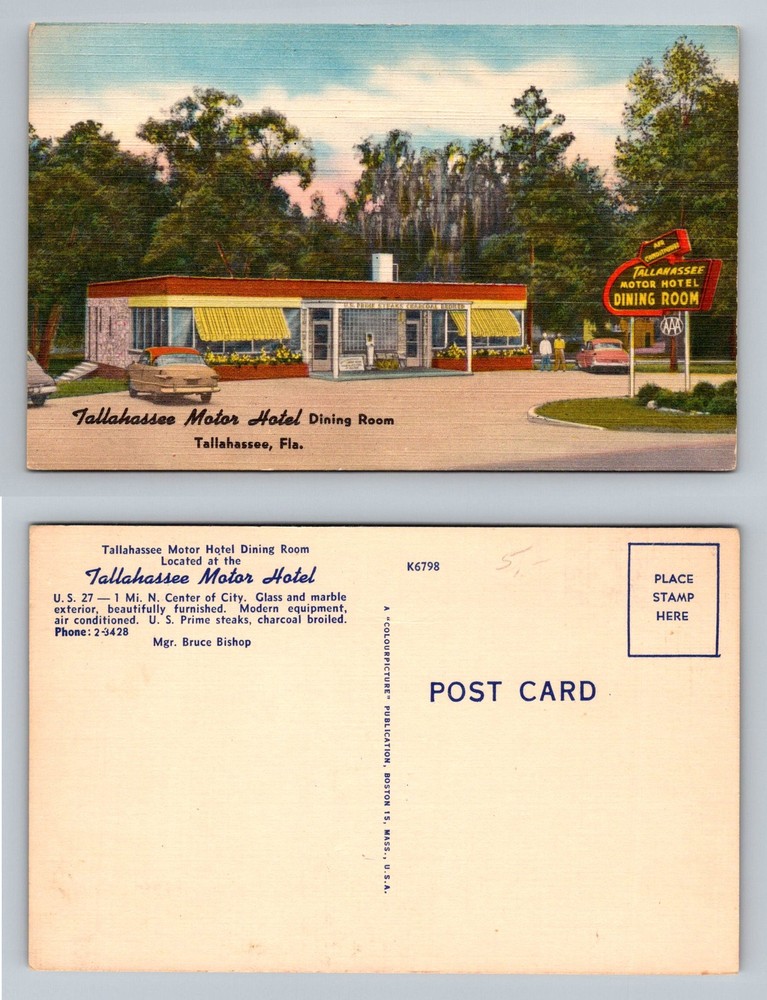 Tallahassee, FL-Florida, Tallahassee Motor Hotel & Dining Room Vintage Postcard