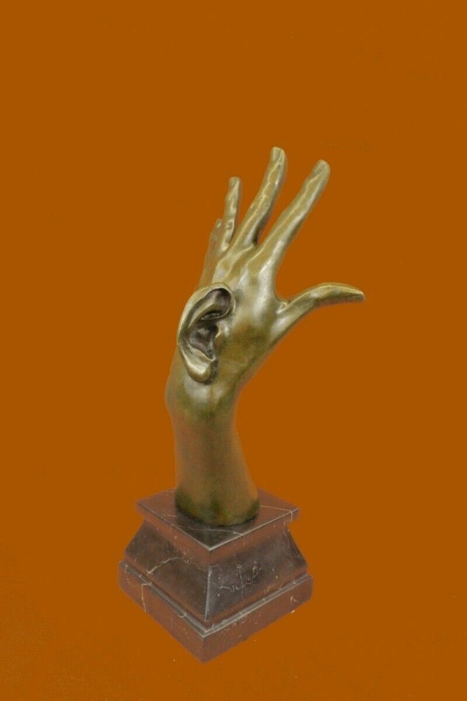 Nouveau art abstract bronze hand with ear sculpture Lost Wax method Figurine Art-image