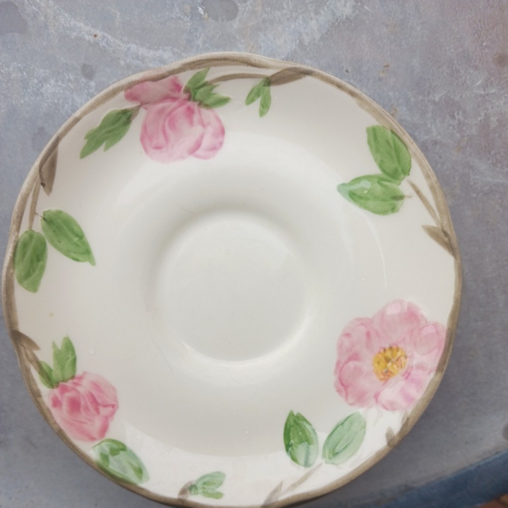 6 Vintage Franciscan Desert Rose Saucers Hand Painted 5”