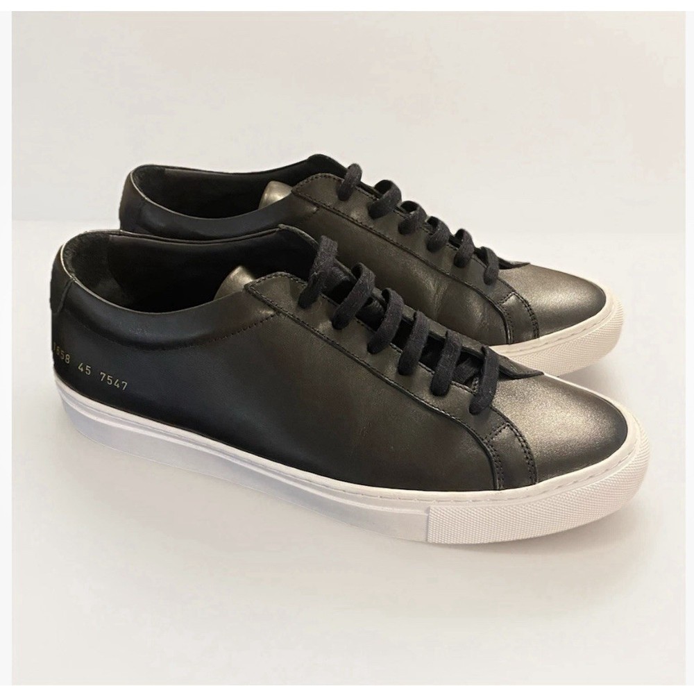 Common Projects Achilles Black Leather Casual Sneakers EU 44 Size 11-image