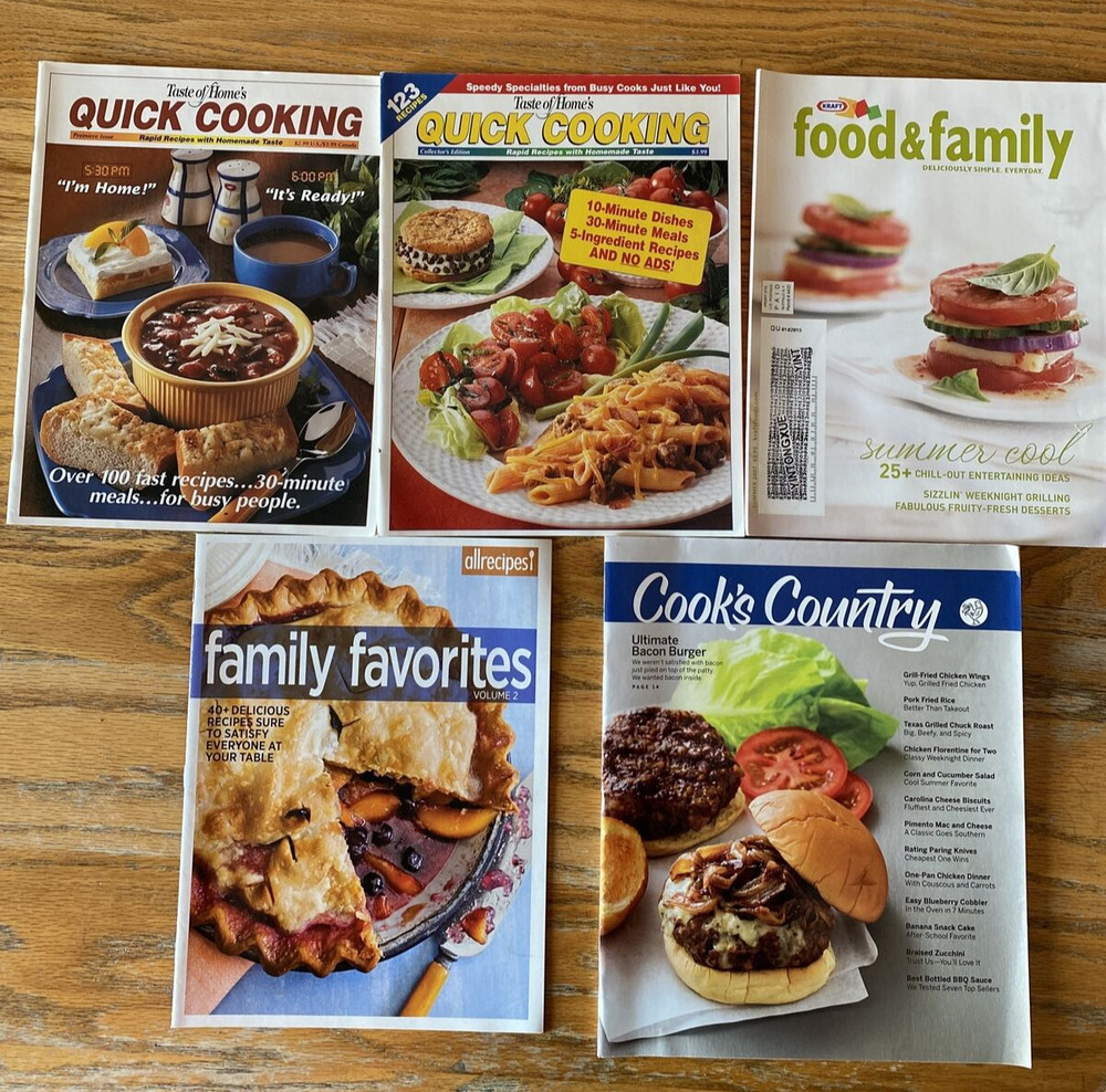 5 Cooking Magazines Taste of Home Kraft All Recipes Cooks Country Recipes