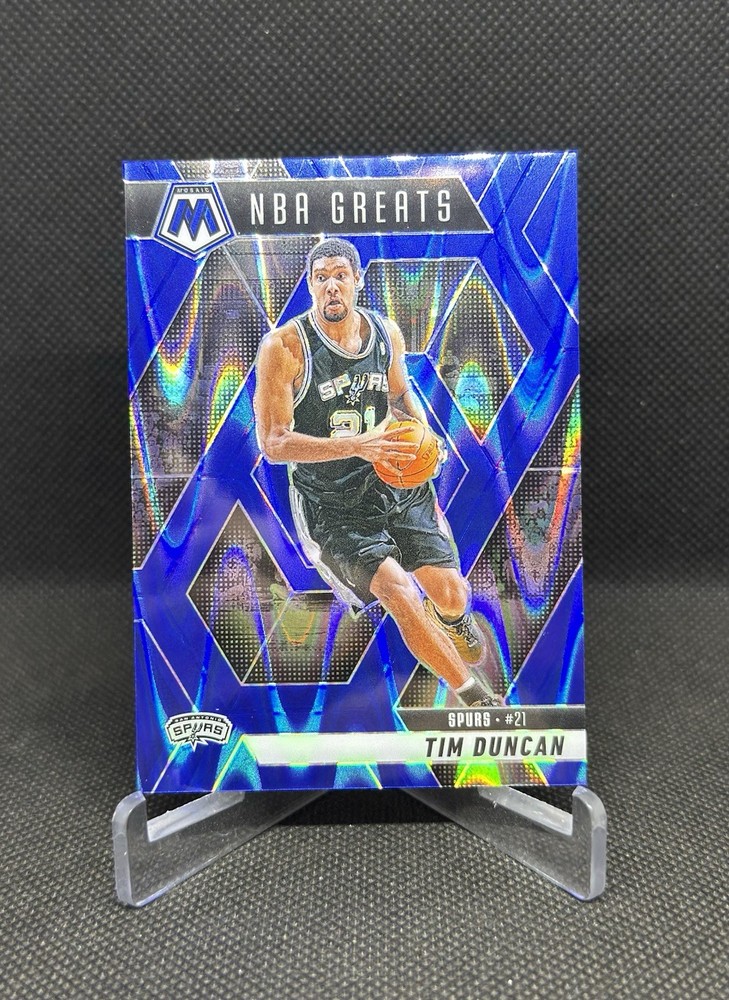 2024-25 Panini Mosaic NBA Greats Tim Duncan #291 Seismic Blue Mosaic Prizm /149