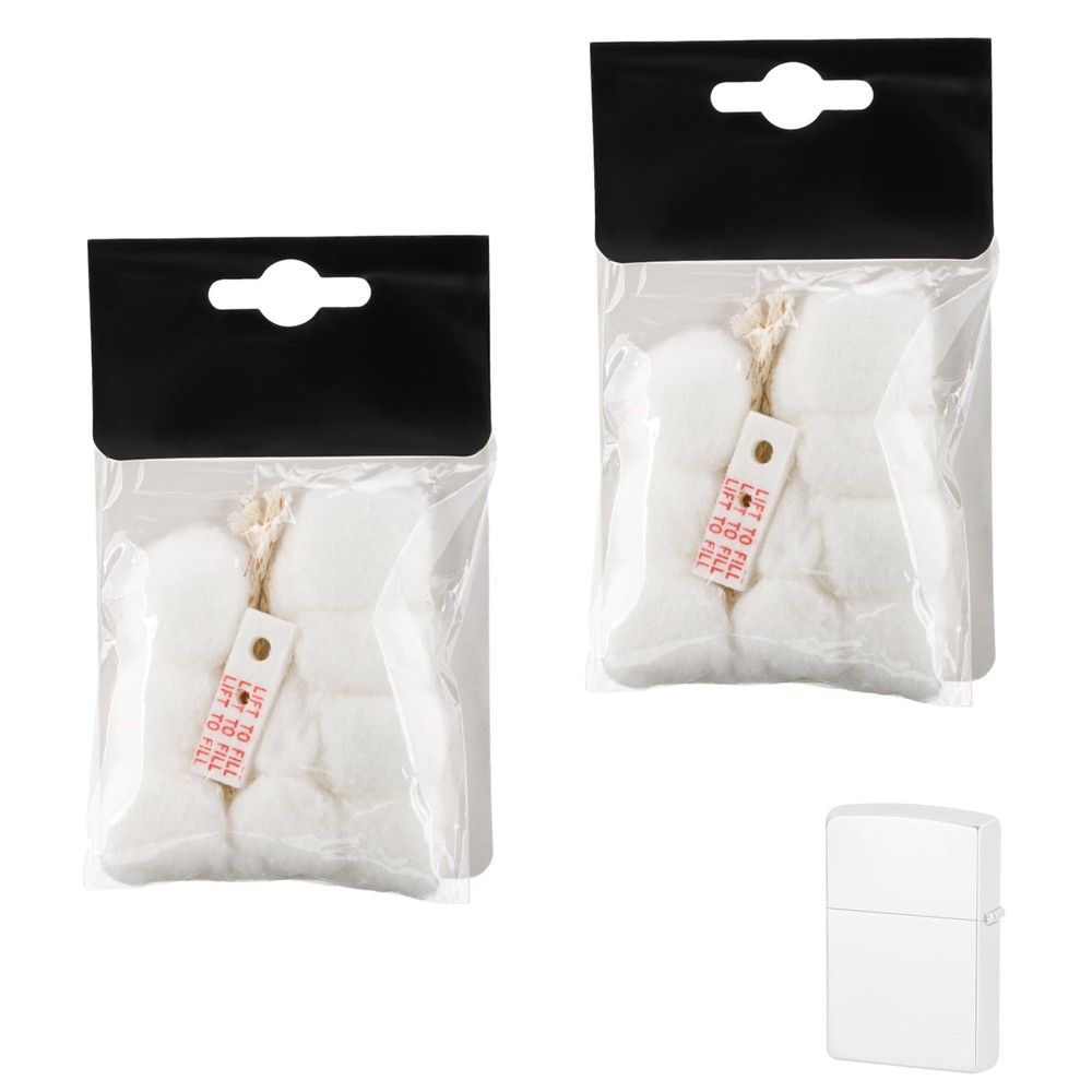 Cotton Compatible with Zippo Lighter,2 Pack,Replacement Parts Standard, White