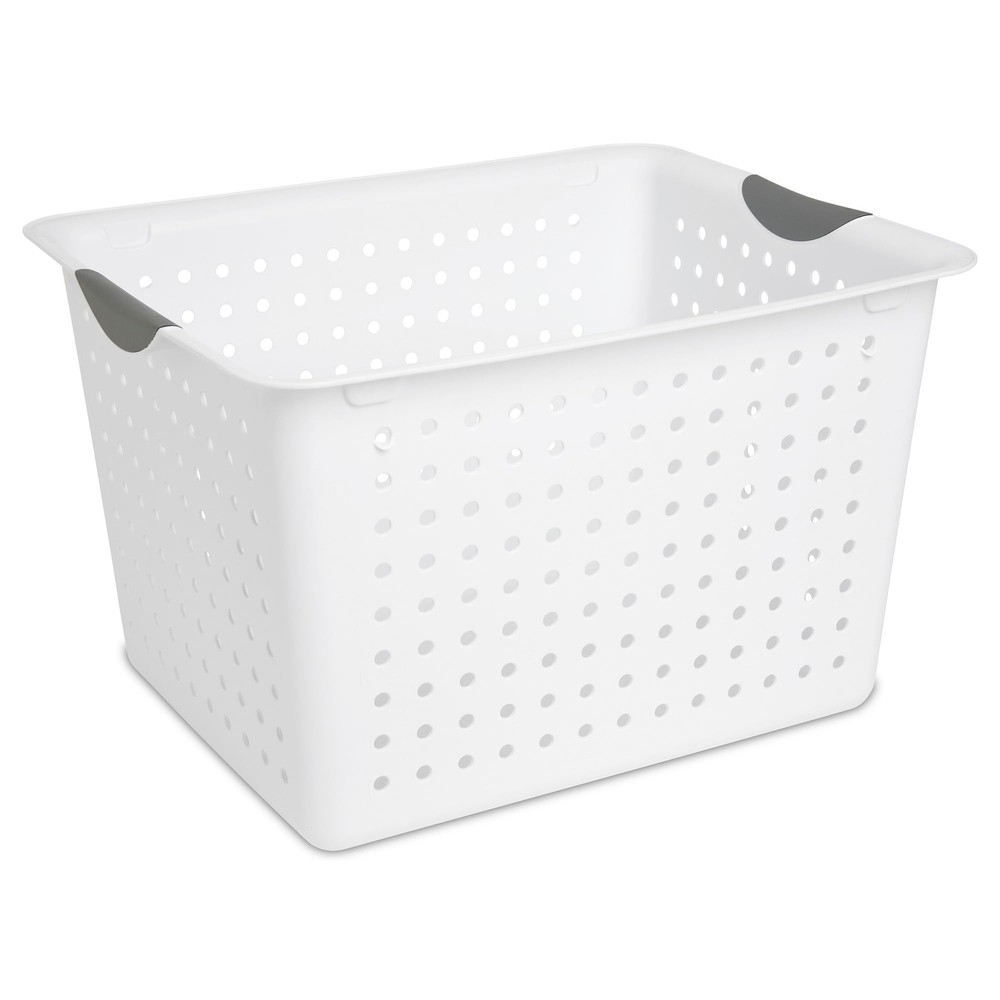 6-Piece White Open Plastic Bins for Countertop Cabinet and Closet Organization