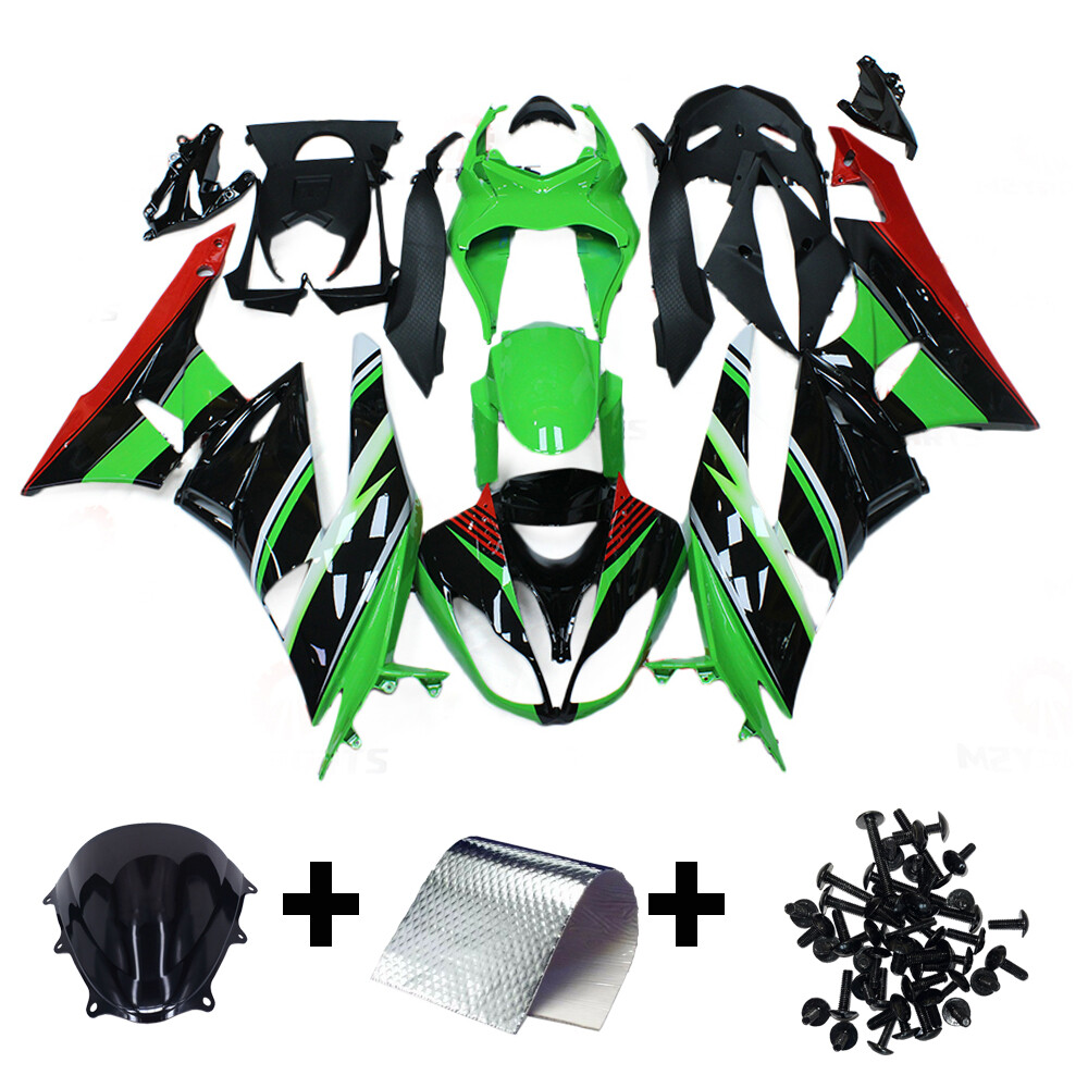 Green Black Fairing Kit for 2009-2012 Kawasaki Ninja ZX6R 636 Injection Bodywork