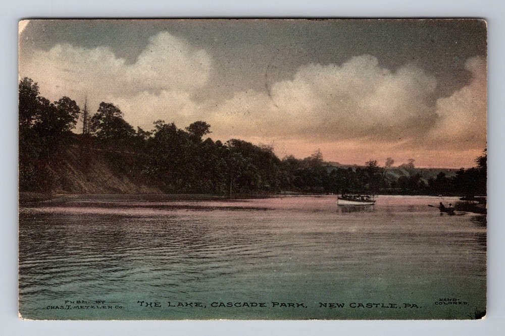New Castle PA-Pennsylvania, The Lake, Cascade Park, Vintage c1911 Postcard