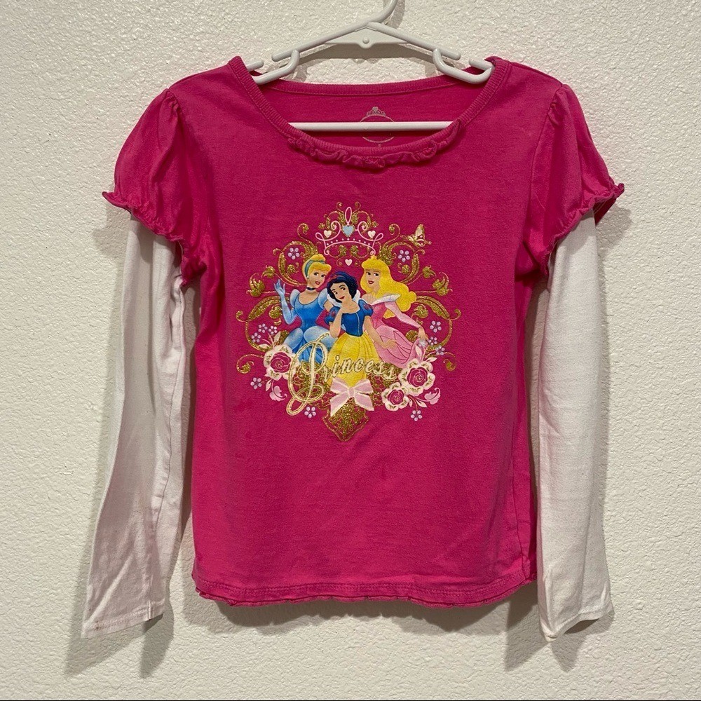 kids pink disney princess cinderella snow white aurora  long sleeve t shirt top