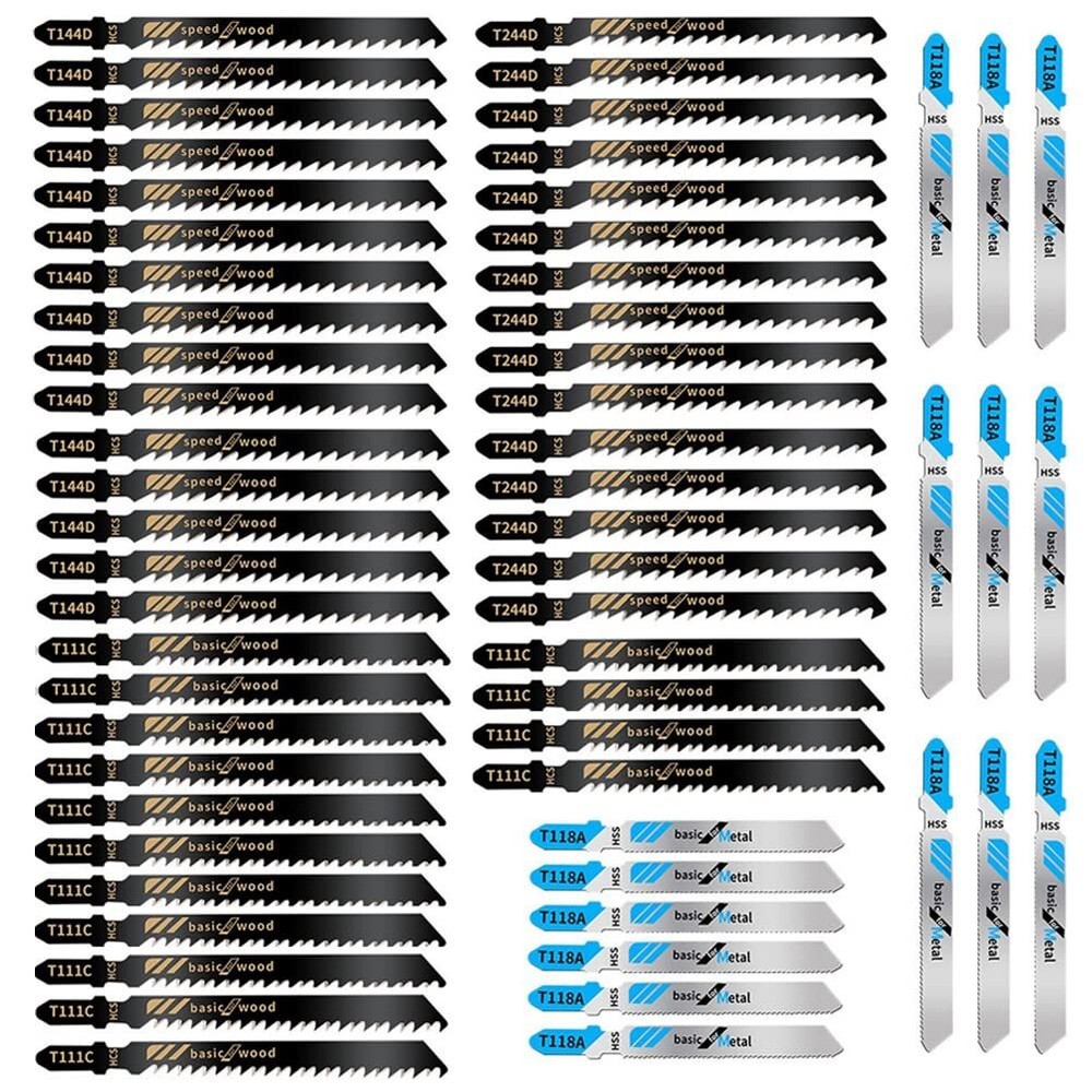 60Pcs Jigsaw Blades Set Contractor Assorted T Shank Jig Saw Blades Multi-Purp...