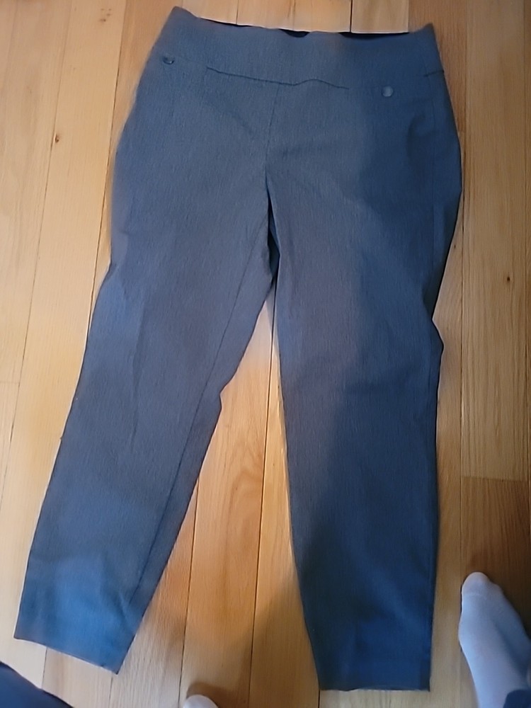 Womens Maurices Career Casual Pants Gray Medium Elastic Wide Waist Ankle