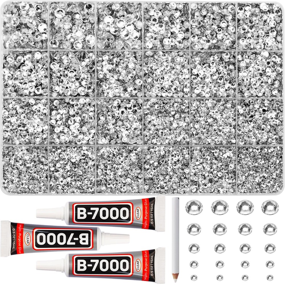 31000Pcs Silver Clear Rhinestones Gems Bedazzling Bedazzler Kit, Crystal Beda