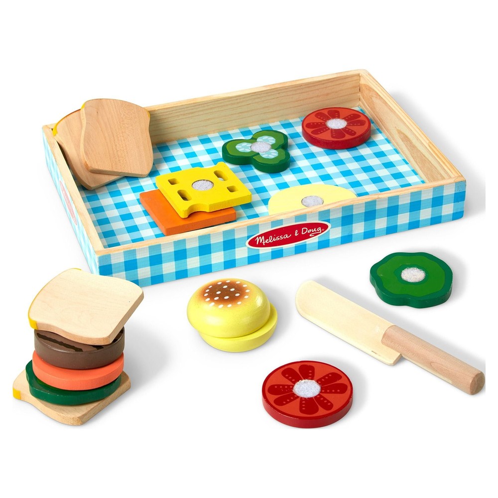 Melissa & Doug Wooden Sandwich-Making Pretend Play Food Set