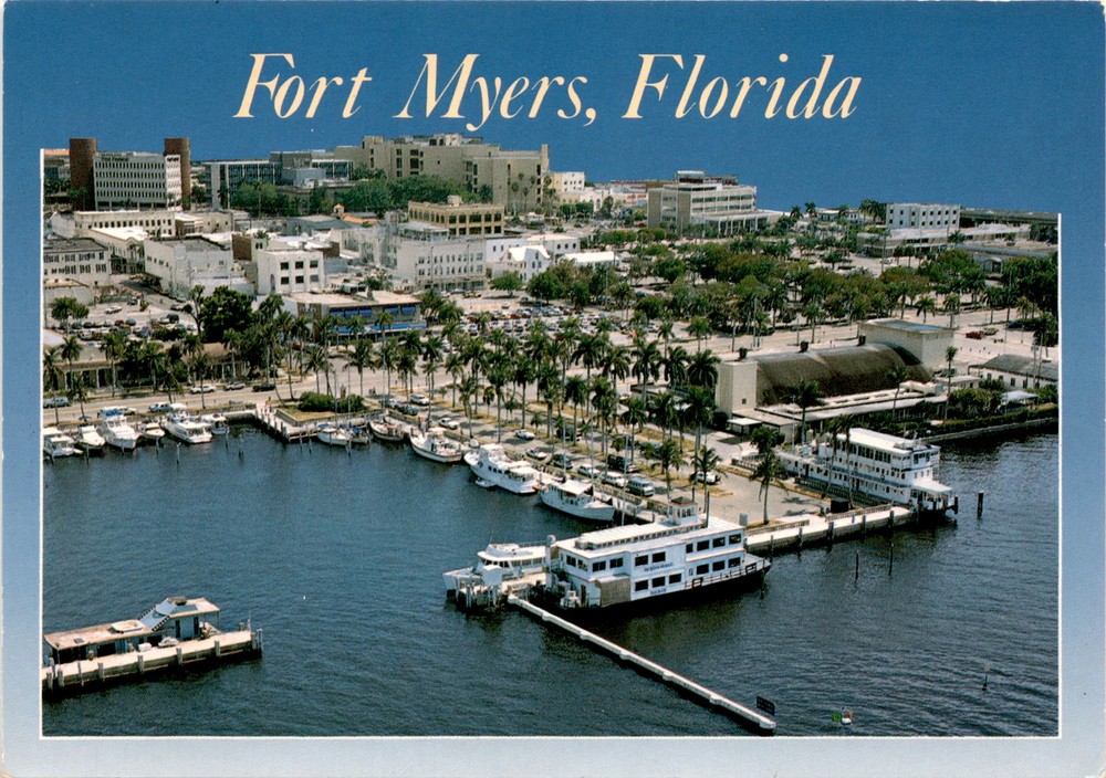 Fort Myers, Florida, Yacht Basin, Caloosahatchee River, downtown, Postcard