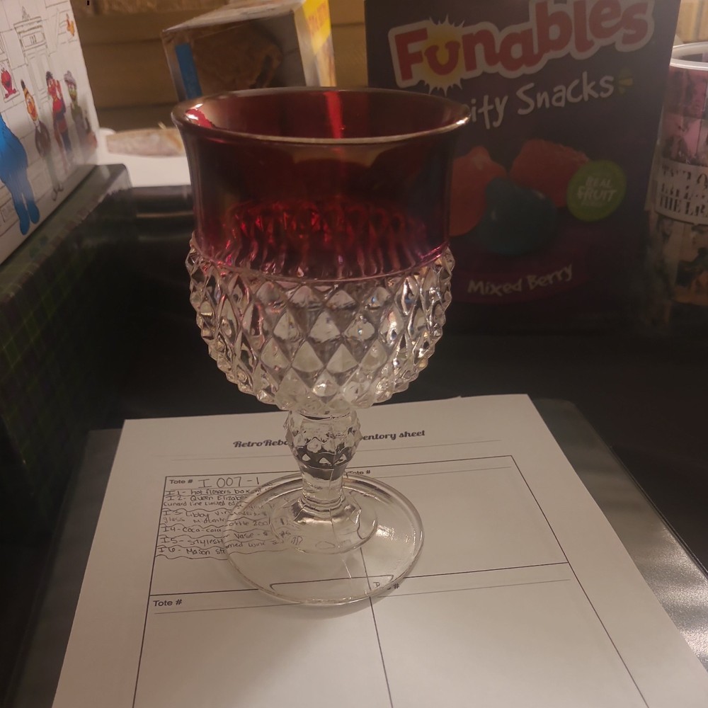 Indiana Glass DIAMOND POINT RUBY Wine Goblet(s)