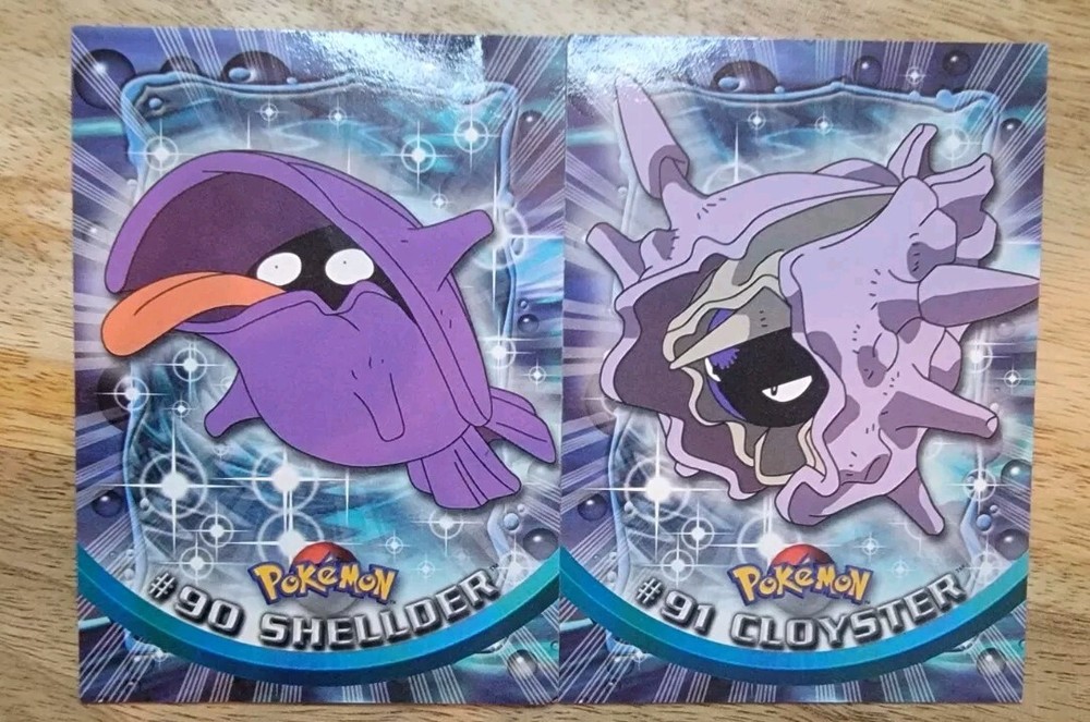 Combo Shellder #90 y Cloyster #91 2000 Topps Pokemon Edición de Animación TV Serie 2