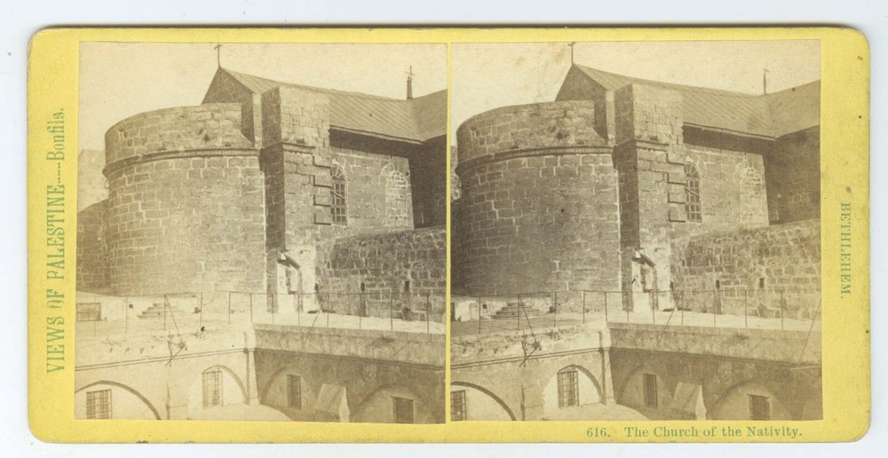 G1566* BONFILS – PALESTINE – Church of Nativity, Bethlehem c.1870s Stereoview