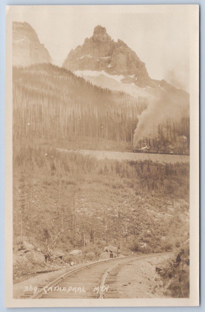 RPPC Canada Cathedral Mtn Canadian Pacific Railway Train Byron Harmon Postcard