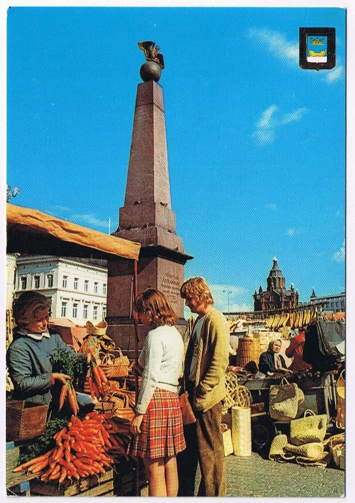Postcard Obelisk Of The Empress Alexandria Market Square Helsinki Finland