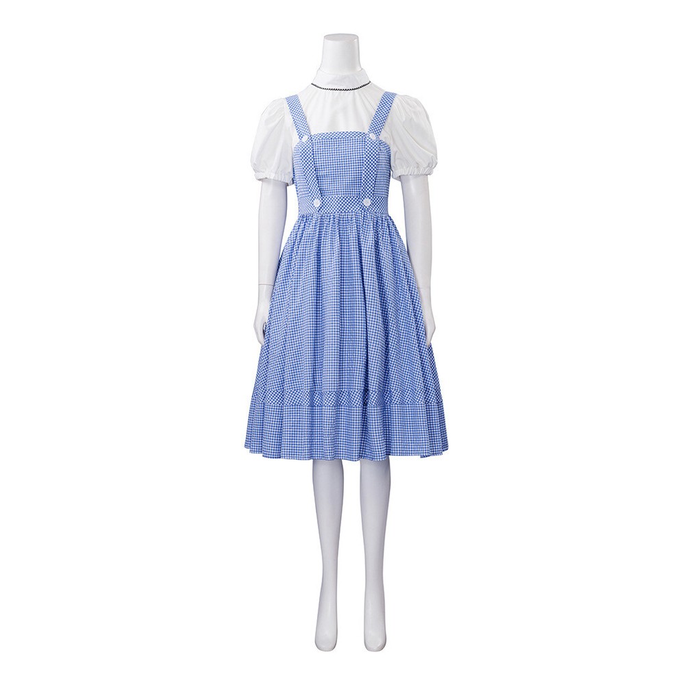 The Wizard of OZ Dorothy Cosplay Costume Blue Gingham Maid Dress Outfit