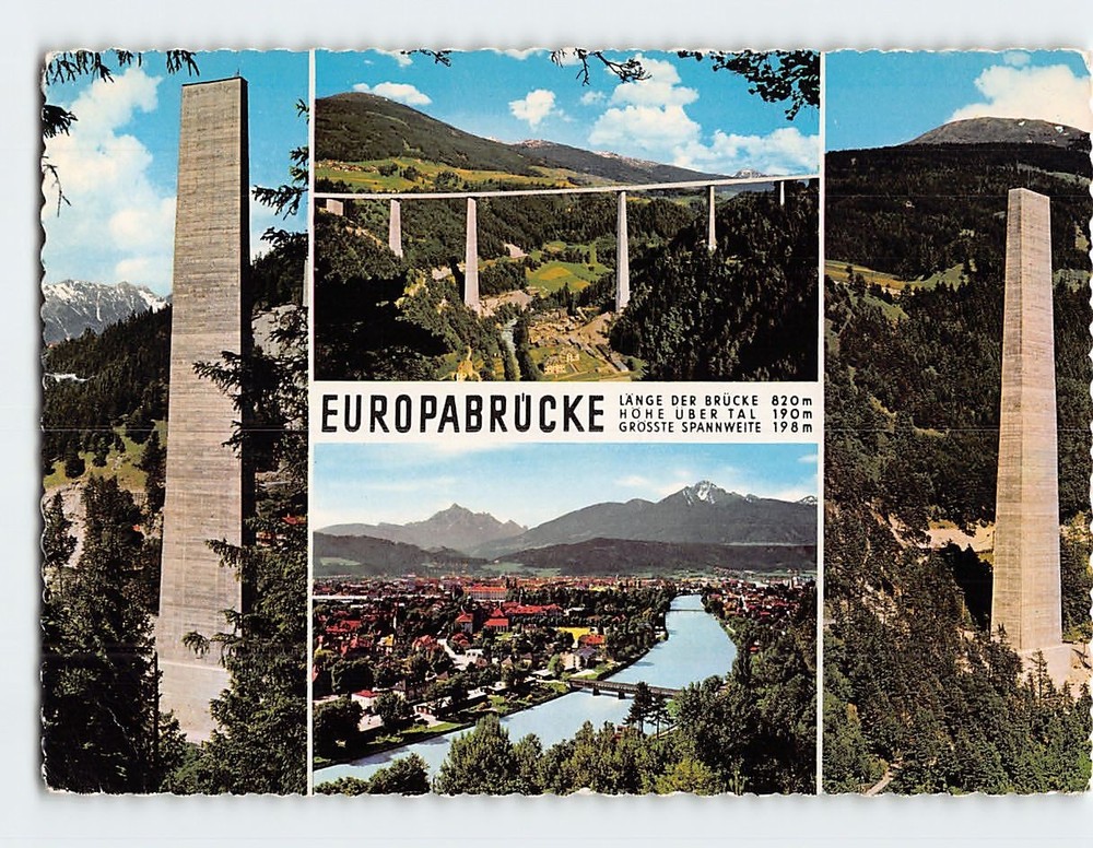 Postcard Europabrücke Schönberg im Stubaital Austria
