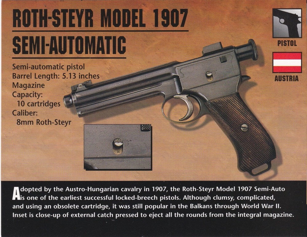 Roth Steyr Model 1907 Semi Automatic Pistol Classic Firearms Photo Card u