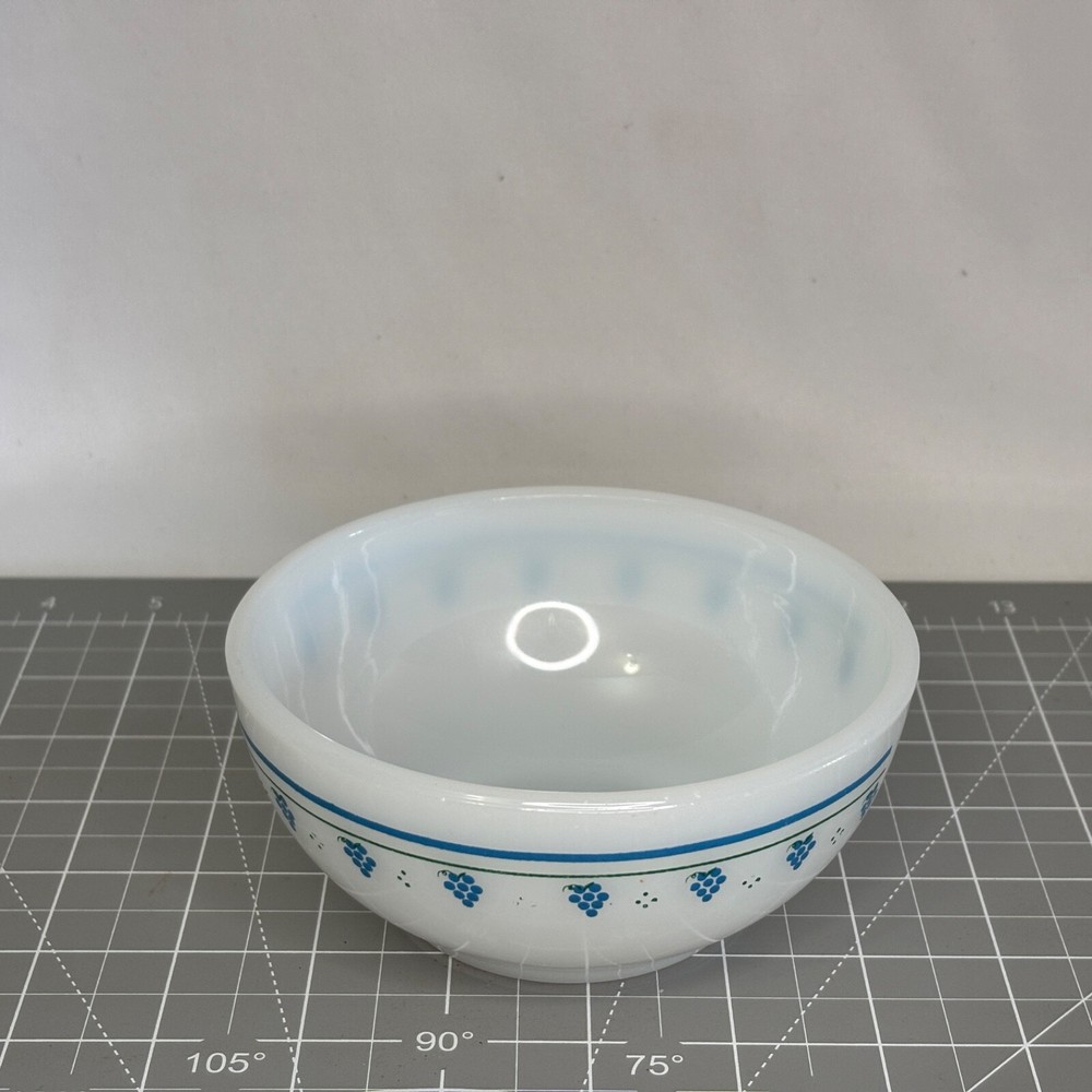 Vintage Termocrisa Blue Grapevine Milk Glass Cereal Bowl Mexico Corelle Style
