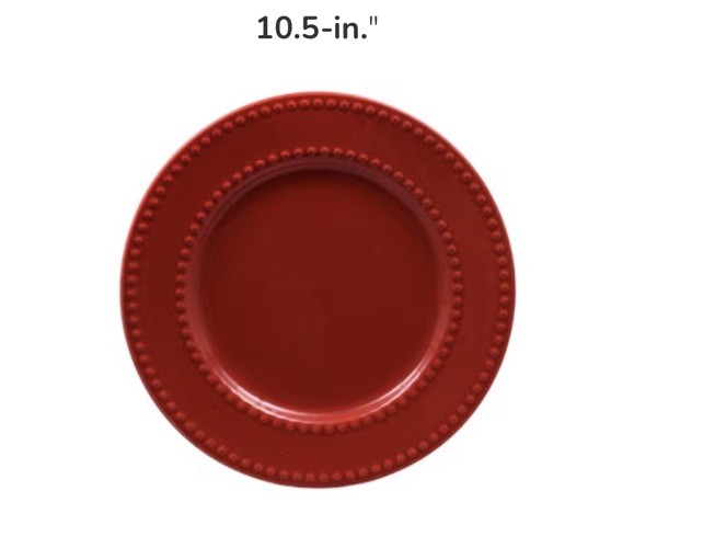 Norfolk Red Beaded Ceramic Dinner Plates, 10.5-in. Set Of 4 Classic