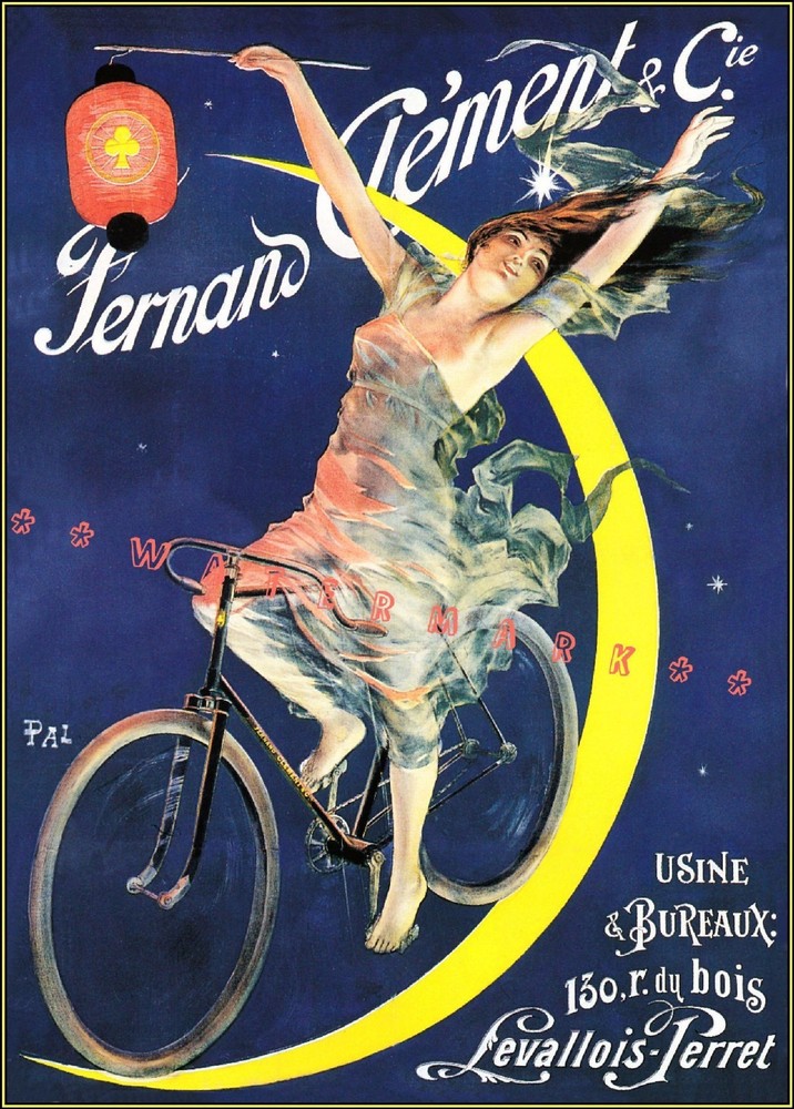 Vintage 1895 Fernand Clement French Bicycle Cycling Poster Advert Print