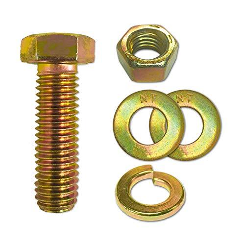 (4 Sets) Heavy-Duty 1/2-13x1-3/4 Grade 8 Hex Cap Bolts with Nuts, Flat Washers, and Lock Washers – Industrial Strength Fasteners for Secure and Durable Applications