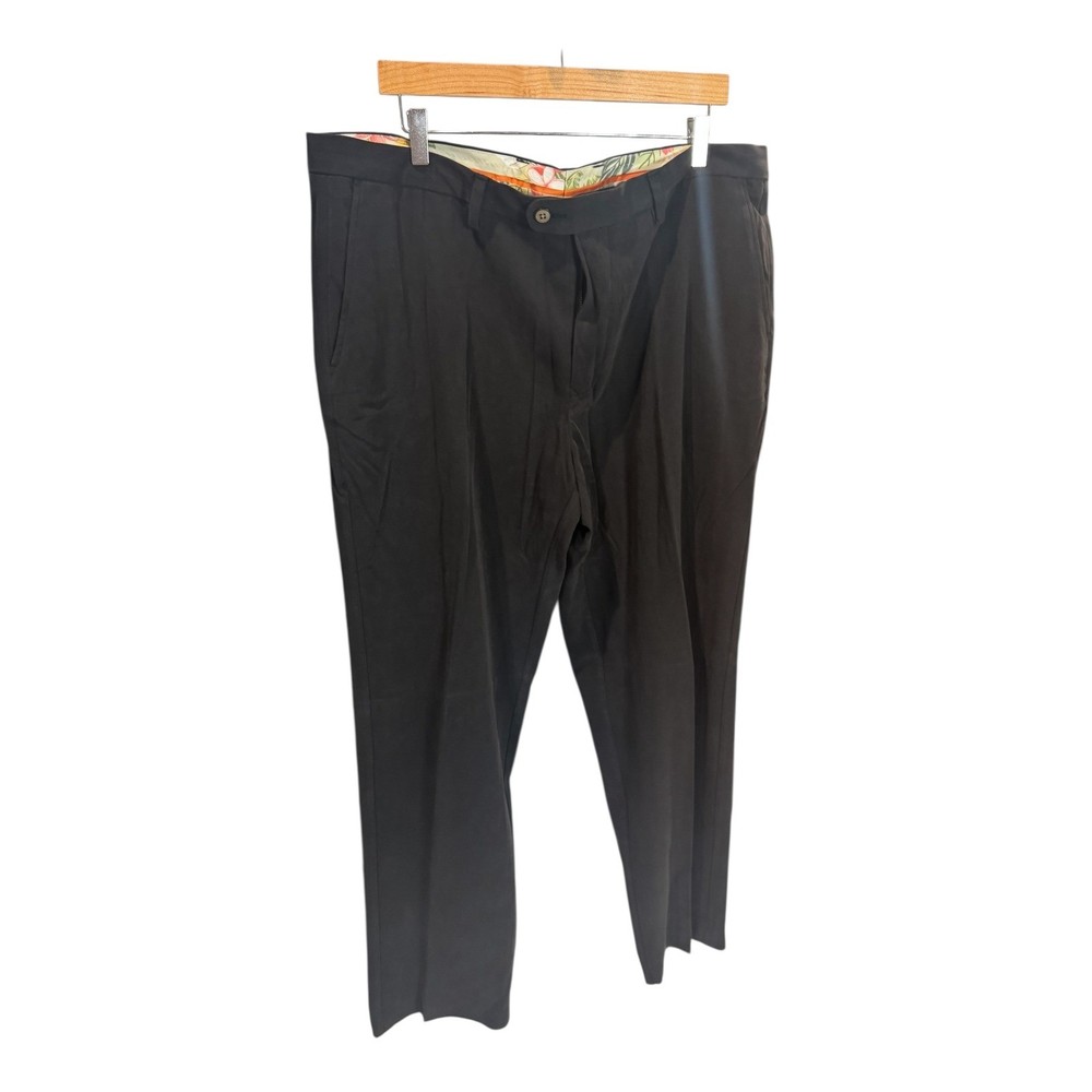 Tommy Bahama Mens 40x34 Black Silk Cotton Blend Dress Pants Tropical Lined