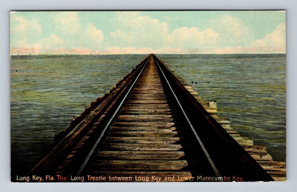 Long Key FL-Florida, Trestle Bridge to Lower Matecumbe Key, Vintage Postcard