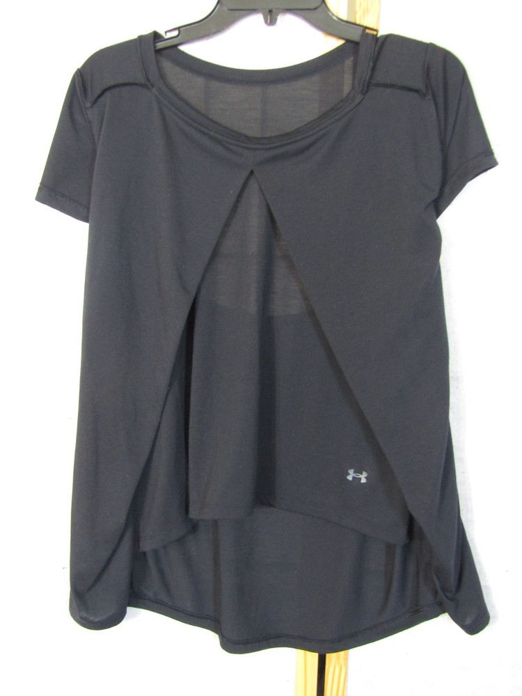Under Armour Black Twisted Polyester Short Sleeve Top Women's T-Shirt Size L