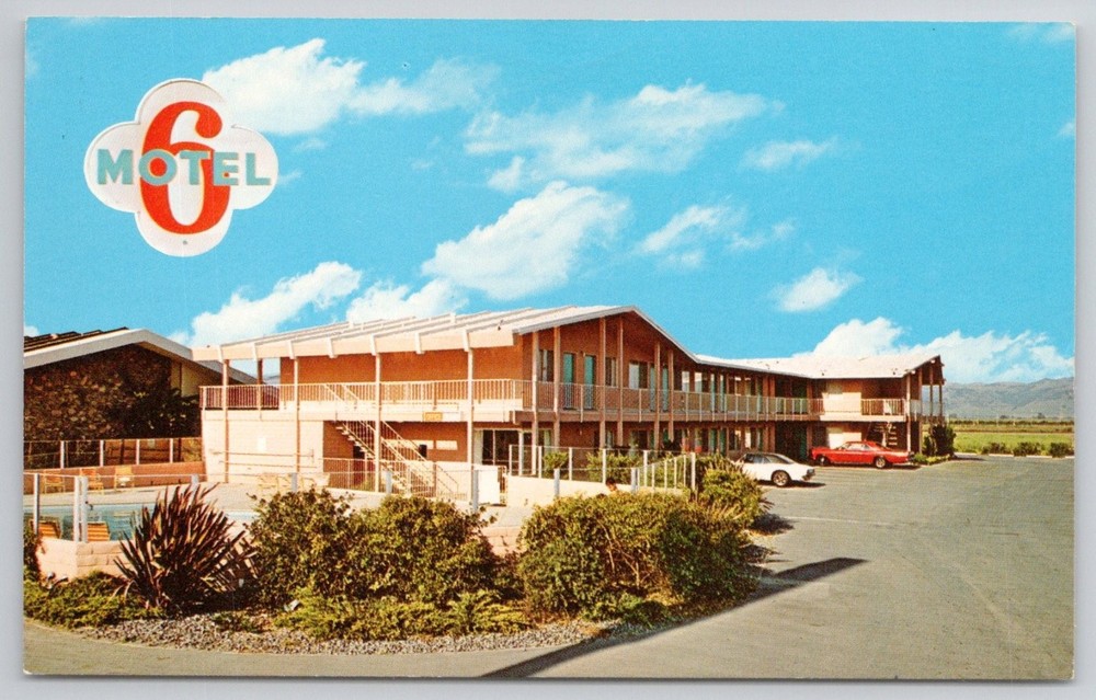 Vintage Motel 6 Gilroy CA Postcard Monterey Hwy 101 Sambo's Restaurant