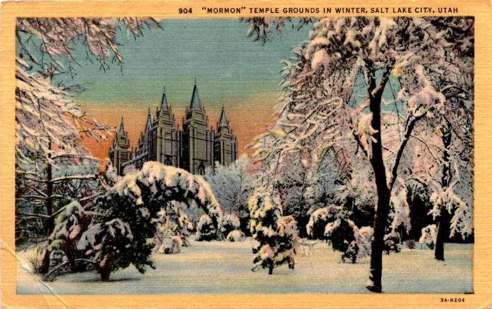 Mormon Temple Grounds, Salt Lake City, Utah, Deseret Book Company, Postcard
