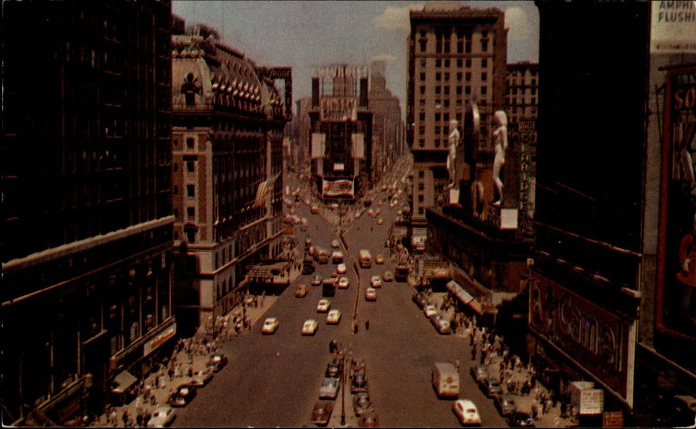 New York City NY Times Square Great White Way aerial view ~ postcard sku633