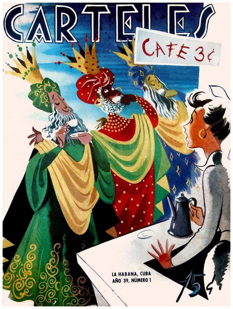 7761.Retro Three kings drinking cuban coffee.POSTER.art wall decor
