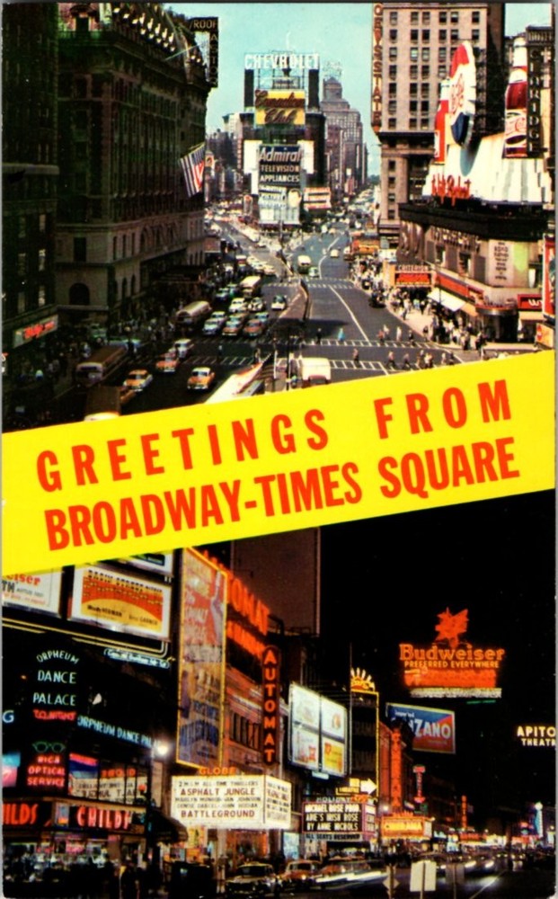 Pre-1980 BUDWEISER NEON SIGN AT TIMES SQUARE New York City NY m/14 BJ6602