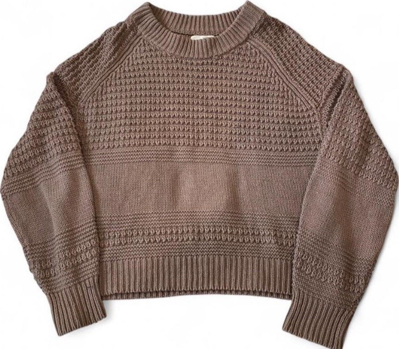 Universal Thread Women's Brown Crew Neck Knit Pullover Sweater L Ribbed Solid