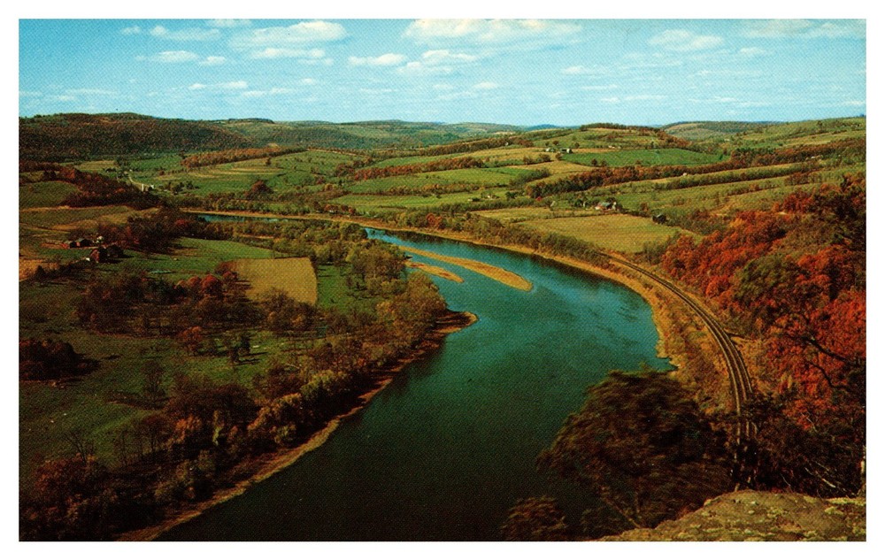 PA Pennsylvania Wyalusing Rocks Susquehanna River Chrome Postcard