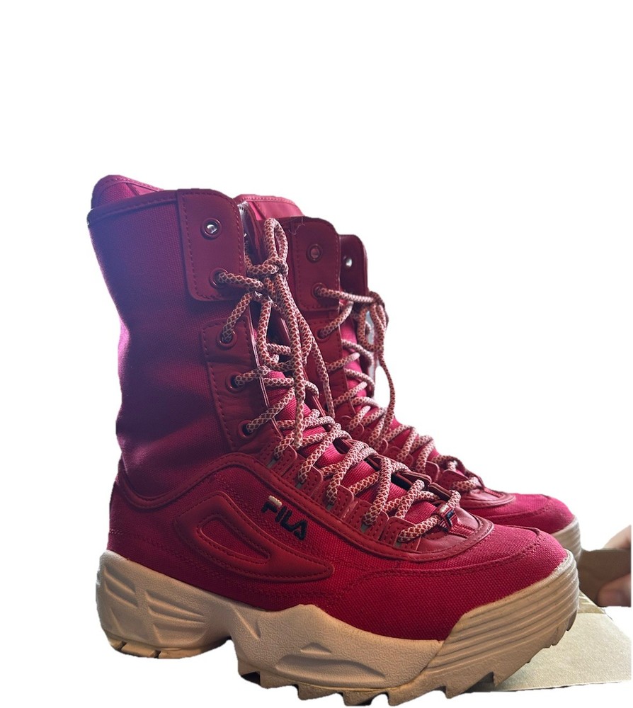 Fila Disruptor Ballistic Womens Shoe Size 6.5 Red/White Hightop Shoes Boots